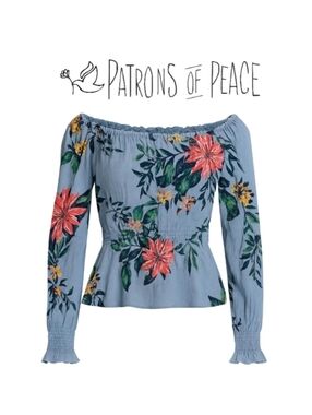 Patrons Of Peace Floral Off Shoulder Blouse Size Large